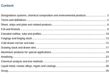 Catalogue of European standards in the aluminium and aluminium alloys field