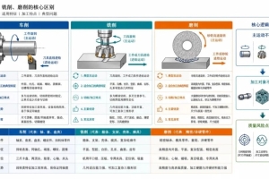 车削、铣削、磨削三种机加工方式有什么区别？一次讲清