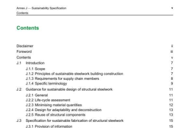 National Steelwork Specification for Building Construction, Annex J - Sustainabi