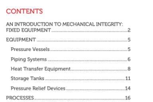 MECHANICAL INTEGRITY：FIXED EQUIPMENT STANDARDS & RECOMMENDED PRACTICES