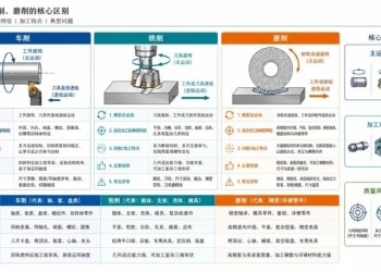 车削、铣削、磨削三种机加工方式有什么区别？一次讲清