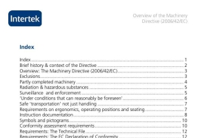 Overview of the Machinery Directive (2006/42/EC)