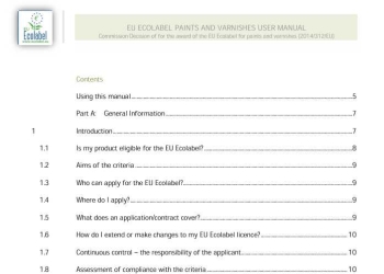 EU ECOLABEL PAINTS AND VARNISHES USER MANUAL