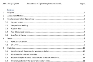 Assessment of Equivalency Pressure Vessels