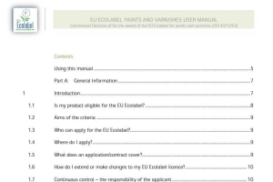 EU ECOLABEL PAINTS AND VARNISHES USER MANUAL