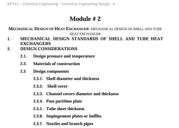 MECHANICAL DESIGN OF SHELL AND TUBE HEAT EXCHANGER