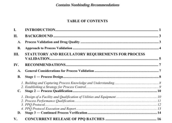Guidance for Industry Process Validation：General Principles and Practices
