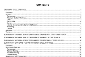 Summary of Standard Specifications For Steel Castings