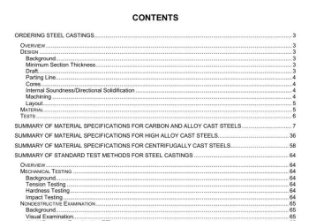Summary of Standard Specifications For Steel Castings