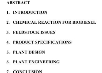 Industrial Biodiesel Plant Design and Engineering: Practical Experience