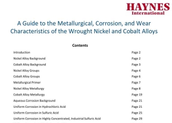 锻造镍和钴合金的冶金、腐蚀及耐磨特性指南
