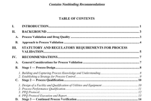Guidance for Industry Process Validation：General Principles and Practices