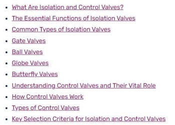 Isolation and Control Valves Explained：Must-Have Guide for Best Results
