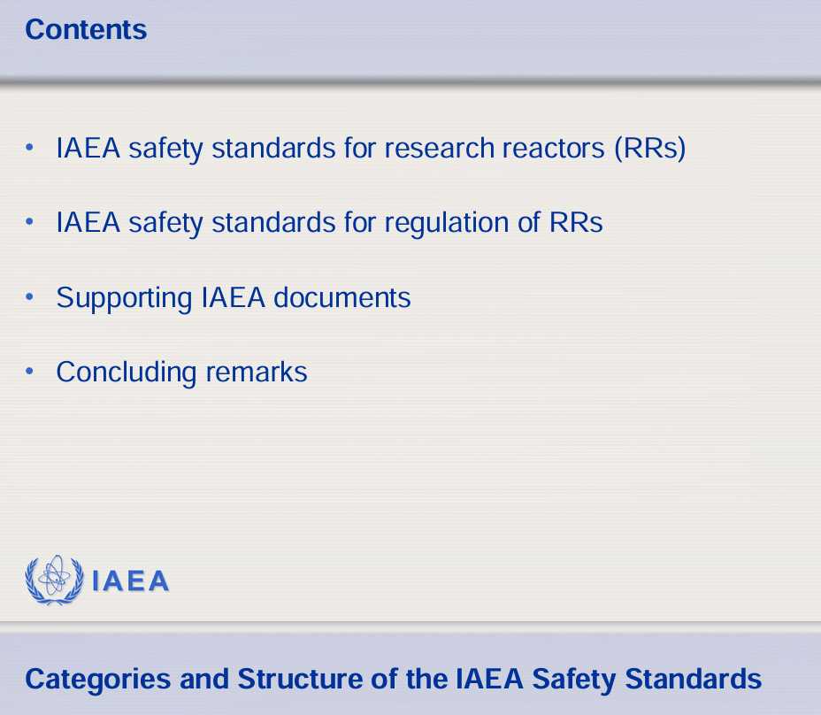 Safety Standards for Regulation of Research Reactors - IAEA