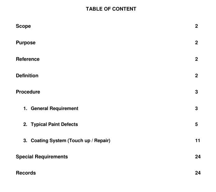 PAINTING REPAIR PROCEDURE (PROJECT STANDARDS AND SPECIFICATIONS)