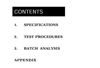SPECIFICATIONS AND CONTROL TESTS ON THE FINISHED PRODUCT